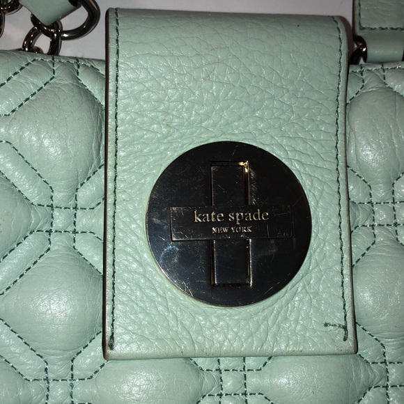 Kate Spade mint leather shoulder tote purse - Picture 6 of 10